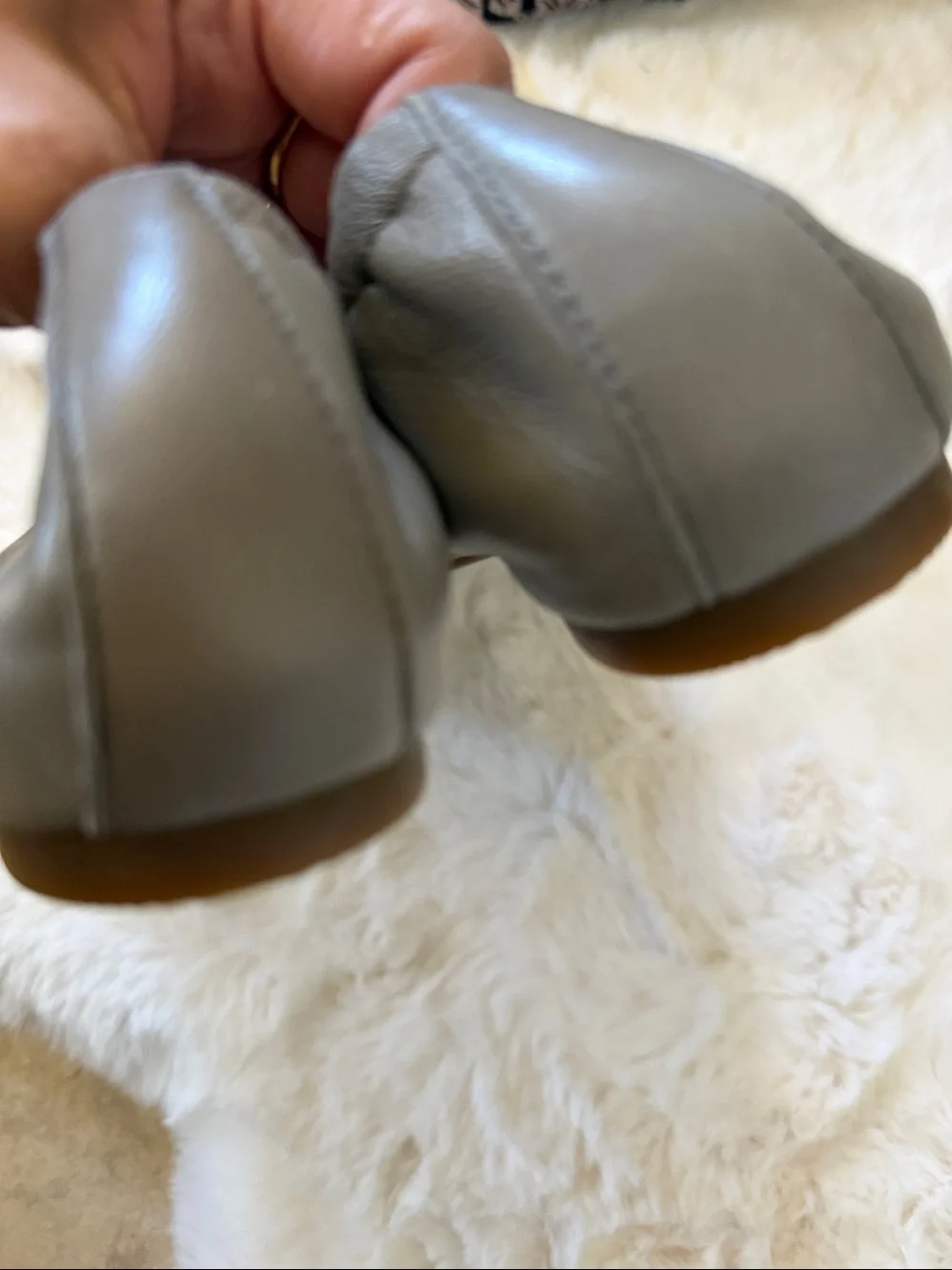 Ecco Women's Grey Leather Buckle Flats